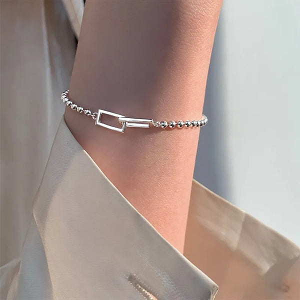 Rectangle Minimalist Bracelet - Sterling silver