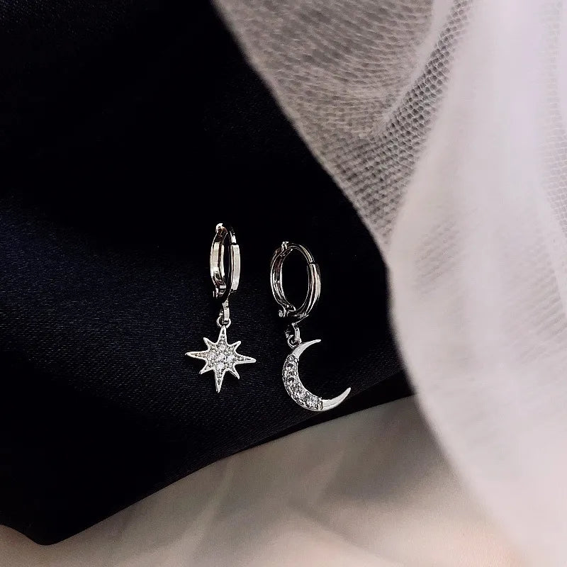 Moon Star Earrings - Sterling Silver Plated