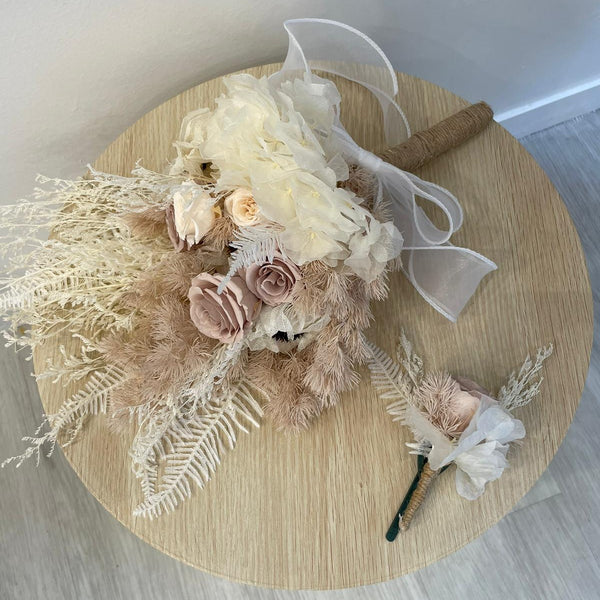Preserved Rose Bridal Bouquet - cream