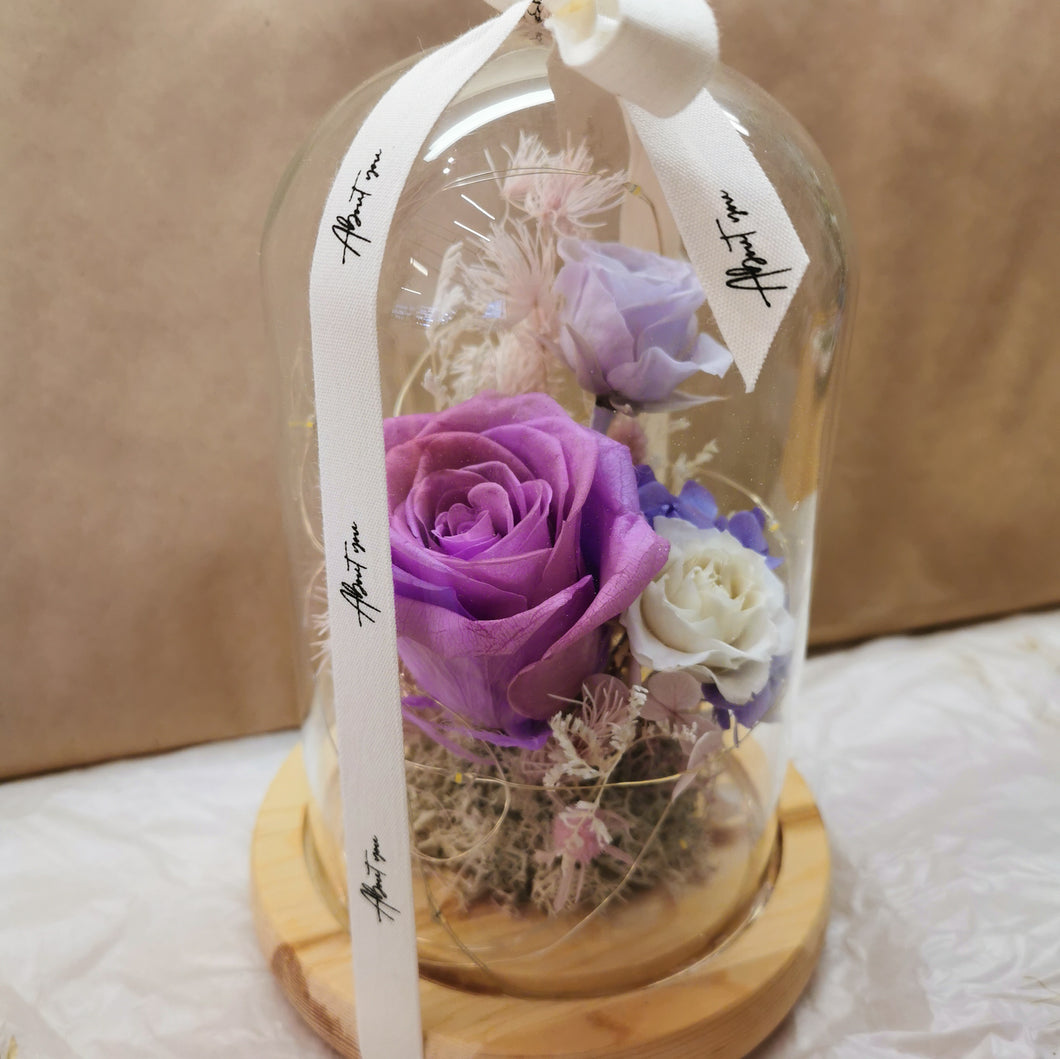 Purple Glass Flower Domes
