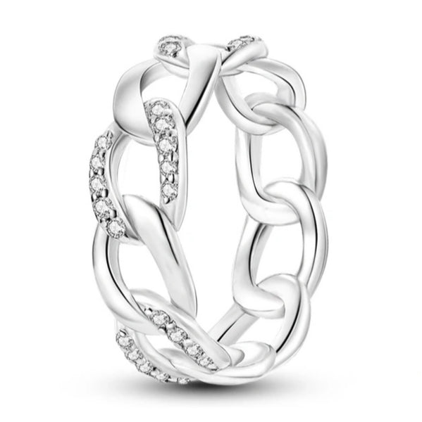 Sparkle Chain Ring - Sterling silver