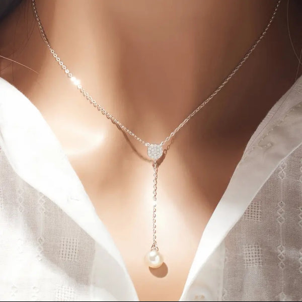 Y Shape Pearl Pendant Necklace