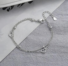 Load image into Gallery viewer, Double Loop Micro Heart Bracelet - Sterling Silver
