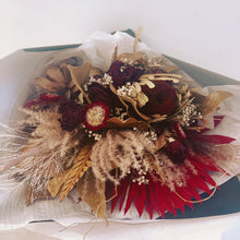 Load image into Gallery viewer, Banksias in burgundy Bouquet

