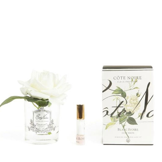 Perfumed Natural Touch Single Roses- Clear- Ivory White
